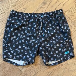 Men's Black Swim Shorts with Bulldog Print